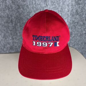 Timberland 1997 Hat Baseball Cap Adjustable Strap‎ Vintage 1990s Red